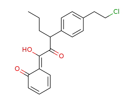 Molecular Structure of 62018-13-7 (2,4-Cyclohexadien-1-one,
6-[3-[4-(2-chloroethyl)phenyl]-1-hydroxy-2-oxohexylidene]-, (Z)-)