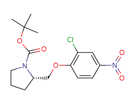 Molecular Structure of 884342-75-0 (1-Pyrrolidinecarboxylic acid, 2-[(2-chloro-4-nitrophenoxy)methyl]-,
1,1-dimethylethyl ester, (2S)-)
