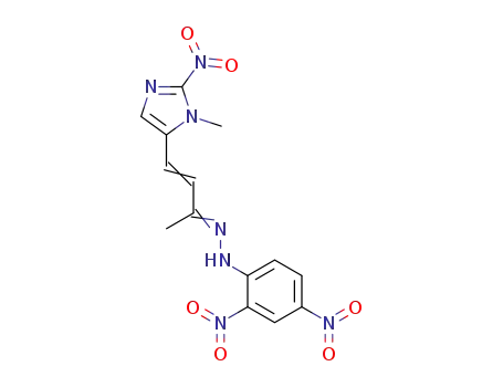 Molecular Structure of 62144-05-2 (3-Buten-2-one, 4-(1-methyl-2-nitro-1H-imidazol-5-yl)-,
(2,4-dinitrophenyl)hydrazone)