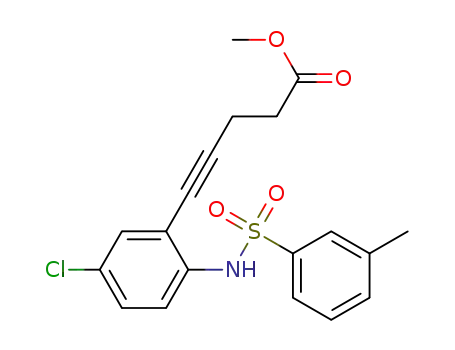 Molecular Structure of 927962-56-9 (4-Pentynoic acid,
5-[5-chloro-2-[[(3-methylphenyl)sulfonyl]amino]phenyl]-, methyl ester)