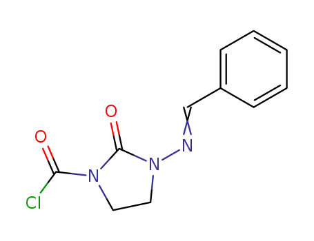Molecular Structure of 61336-68-3 (1-Imidazolidinecarbonyl chloride, 2-oxo-3-[(phenylmethylene)amino]-)