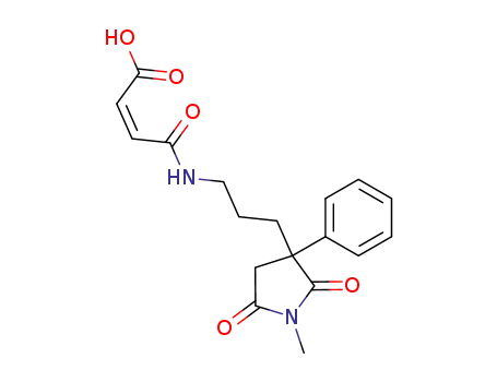 Molecular Structure of 61786-93-4 (2-Butenoic acid,
4-[[3-(1-methyl-2,5-dioxo-3-phenyl-3-pyrrolidinyl)propyl]amino]-4-oxo-,
(Z)-)