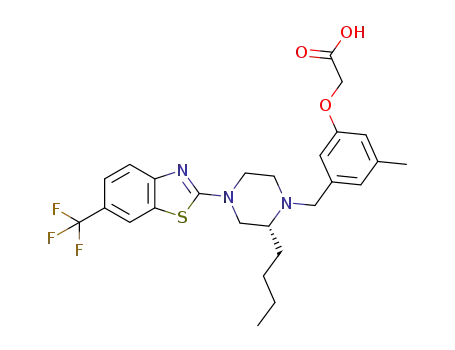 Molecular Structure of 928019-77-6 (Acetic acid,
2-[3-[[(2R)-2-butyl-4-[6-(trifluoromethyl)-2-benzothiazolyl]-1-piperazinyl]
methyl]-5-methylphenoxy]-)
