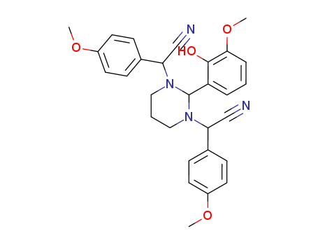 1,3(2H,6H)-Pyrimidinediacetonitrile,dihydro-2-(2-hydroxy-3-methoxyphenyl)-a1,a3-bis(4-methoxyphenyl)- cas  2766-63-4