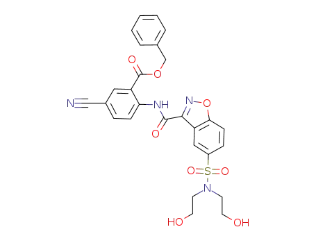 Benzoic acid,
2-[[[5-[[bis(2-hydroxyethyl)amino]sulfonyl]-1,2-benzisoxazol-3-yl]carbonyl
]amino]-5-cyano-, phenylmethyl ester