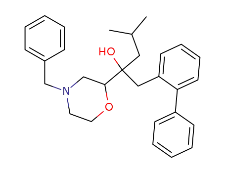 Molecular Structure of 852236-59-0 (2-Morpholinemethanol,
a-([1,1'-biphenyl]-2-ylmethyl)-a-(2-methylpropyl)-4-(phenylmethyl)-)