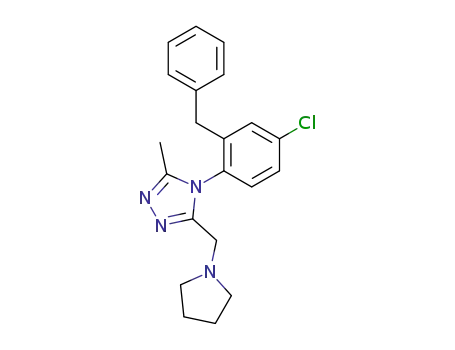 Molecular Structure of 40545-71-9 (4H-1,2,4-Triazole,
4-[4-chloro-2-(phenylmethyl)phenyl]-3-methyl-5-(1-pyrrolidinylmethyl)-)