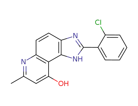 Molecular Structure of 56190-12-6 (1H-Imidazo[4,5-f]quinolin-9-ol, 2-(2-chlorophenyl)-7-methyl-)