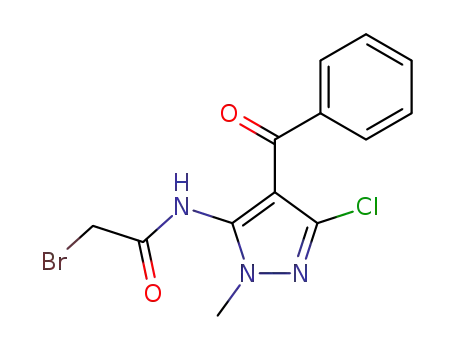 Molecular Structure of 31272-40-9 (Acetamide, N-(4-benzoyl-3-chloro-1-methyl-1H-pyrazol-5-yl)-2-bromo-)