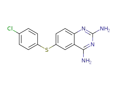 Molecular Structure of 51124-29-9 (2,4-Diamino-6-[[p-chlorophenyl]thio]quinazoline)