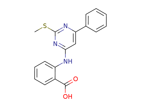 Molecular Structure of 19573-68-3 (Benzoic acid, 2-[[2-(methylthio)-6-phenyl-4-pyrimidinyl]amino]-)