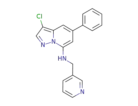 Molecular Structure of 676239-12-6 (Pyrazolo[1,5-a]pyridin-7-amine, 3-chloro-5-phenyl-N-(3-pyridinylmethyl)-)