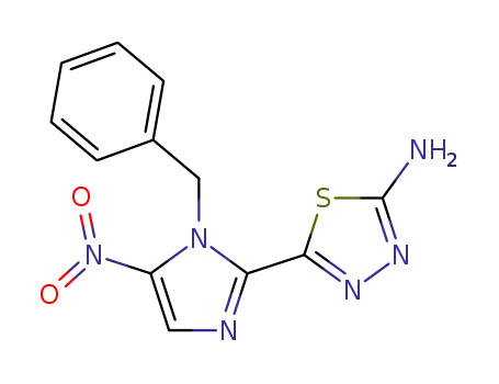 Molecular Structure of 37125-23-8 (1,3,4-Thiadiazol-2-amine, 5-[5-nitro-1-(phenylmethyl)-1H-imidazol-2-yl]-)