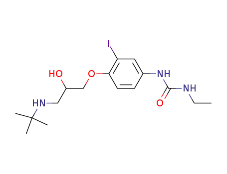 Molecular Structure of 39617-78-2 (Urea,
N-[4-[3-[(1,1-dimethylethyl)amino]-2-hydroxypropoxy]-3-iodophenyl]-N'-
ethyl-)
