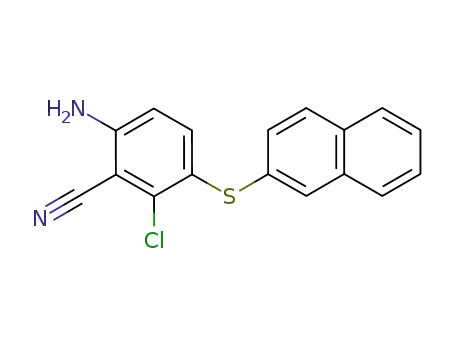 Molecular Structure of 51124-12-0 (Benzonitrile, 6-amino-2-chloro-3-(2-naphthalenylthio)-)