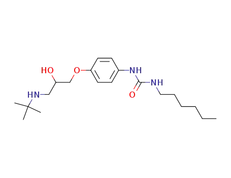 Molecular Structure of 39618-02-5 (Urea,
N-[4-[3-[(1,1-dimethylethyl)amino]-2-hydroxypropoxy]phenyl]-N'-hexyl-)