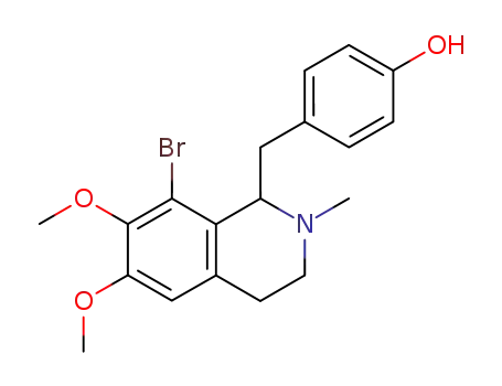 Molecular Structure of 21041-48-5 (Phenol,
4-[(8-bromo-1,2,3,4-tetrahydro-6,7-dimethoxy-2-methyl-1-isoquinolinyl)
methyl]-)