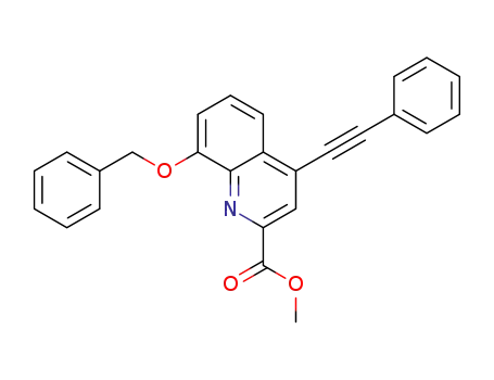 Molecular Structure of 495410-14-5 (2-Quinolinecarboxylic acid, 4-(phenylethynyl)-8-(phenylmethoxy)-,
methyl ester)