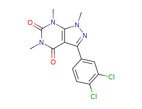 Molecular Structure of 52421-41-7 (1H-Pyrazolo[3,4-d]pyrimidine-4,6(5H,7H)-dione,
3-(3,4-dichlorophenyl)-1,5,7-trimethyl-)