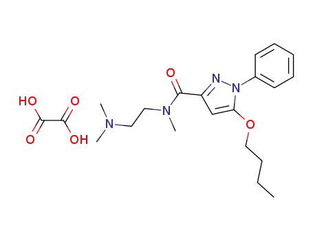 Molecular Structure of 59199-01-8 (1H-Pyrazole-3-carboxamide,
5-butoxy-N-[2-(dimethylamino)ethyl]-N-methyl-1-phenyl-, ethanedioate
(1:1))