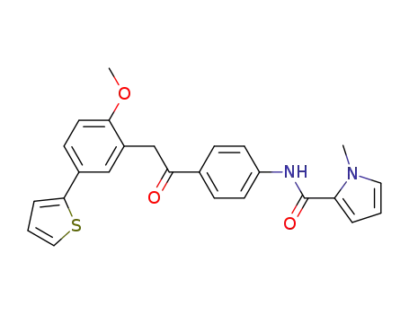 Molecular Structure of 872990-12-0 (1H-Pyrrole-2-carboxamide,
N-[4-[[2-methoxy-5-(2-thienyl)phenyl]acetyl]phenyl]-1-methyl-)