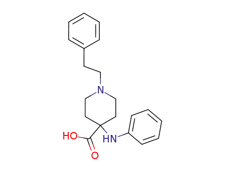 Molecular Structure of 61085-46-9 (4-Piperidinecarboxylic acid, 4-(phenylamino)-1-(2-phenylethyl)-)