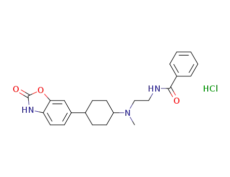 Molecular Structure of 377085-55-7 (Benzamide,
N-[2-[[4-(2,3-dihydro-2-oxo-6-benzoxazolyl)cyclohexyl]methylamino]ethyl
]-, monohydrochloride)