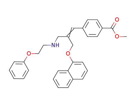 Molecular Structure of 878402-43-8 (Benzoic acid,
4-[2-[(1-naphthalenyloxy)methyl]-3-[(2-phenoxyethyl)amino]-1-propenyl]-,
methyl ester)