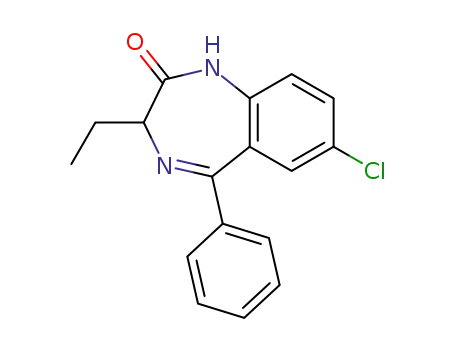 Molecular Structure of 28611-27-0 (2H-1,4-Benzodiazepin-2-one, 7-chloro-3-ethyl-1,3-dihydro-5-phenyl-)