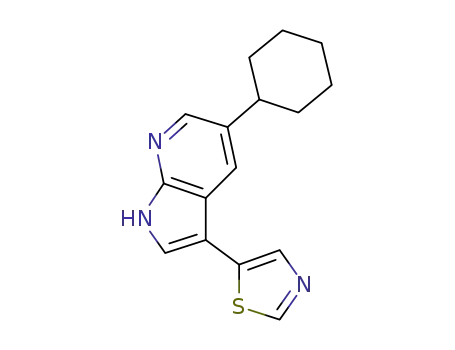 Molecular Structure of 1046791-66-5 (5-(5-cyclohexyl-1H-pyrrolo[2,3-b]pyridin-3-yl)thiazole)