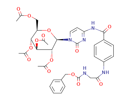 Carbamic acid,[[[p-[(1-b-D-glucopyranosyl-1,2-dihydro-2-oxo-4-pyrimidinyl)carbamoyl]phenyl]carbamoyl]methyl]-,benzyl ester, tetraacetate (ester) (8CI) cas  14134-34-0