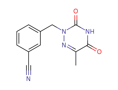 Molecular Structure of 61959-19-1 (Benzonitrile,
3-[(4,5-dihydro-6-methyl-3,5-dioxo-1,2,4-triazin-2(3H)-yl)methyl]-)