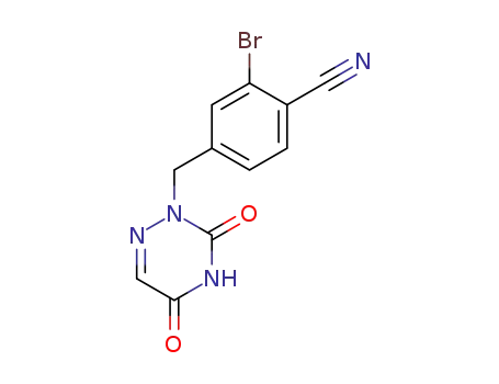 Molecular Structure of 62003-15-0 (Benzonitrile,
2-bromo-4-[(4,5-dihydro-3,5-dioxo-1,2,4-triazin-2(3H)-yl)methyl]-)