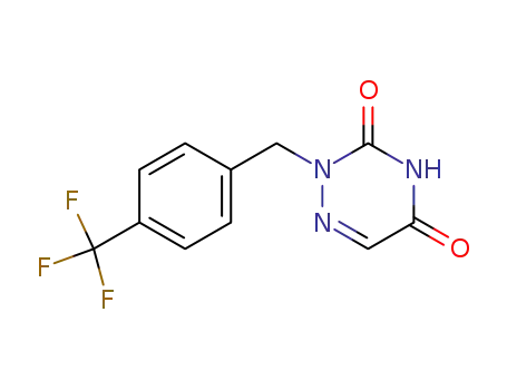 Molecular Structure of 61958-77-8 (1,2,4-Triazine-3,5(2H,4H)-dione, 2-[[4-(trifluoromethyl)phenyl]methyl]-)