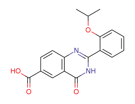 Molecular Structure of 63746-16-7 (6-Quinazolinecarboxylic acid,
1,4-dihydro-2-[2-(1-methylethoxy)phenyl]-4-oxo-)