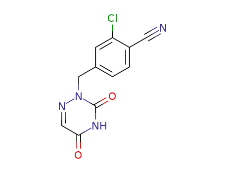 Molecular Structure of 61958-89-2 (Benzonitrile,
2-chloro-4-[(4,5-dihydro-3,5-dioxo-1,2,4-triazin-2(3H)-yl)methyl]-)