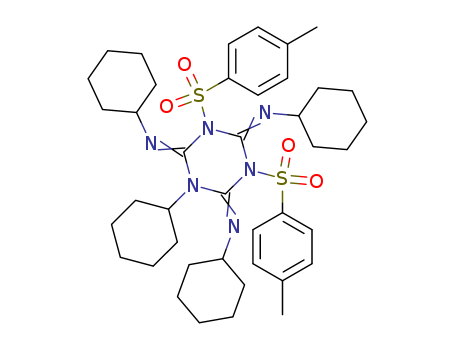 Molecular Structure of 19978-11-1 (1,3,5-Triazine-2,4,6(1H,3H,5H)-triimine,
N,N',N'',1-tetracyclohexyl-3,5-bis[(4-methylphenyl)sulfonyl]-)