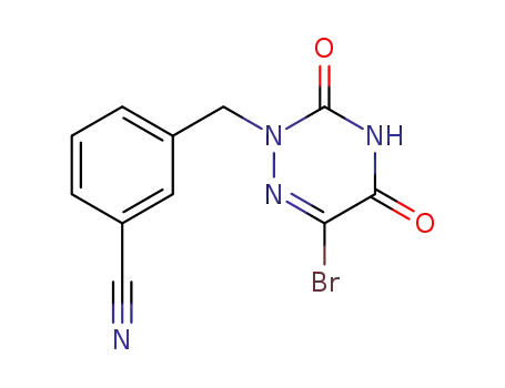 Molecular Structure of 61959-20-4 (Benzonitrile,
3-[(6-bromo-4,5-dihydro-3,5-dioxo-1,2,4-triazin-2(3H)-yl)methyl]-)