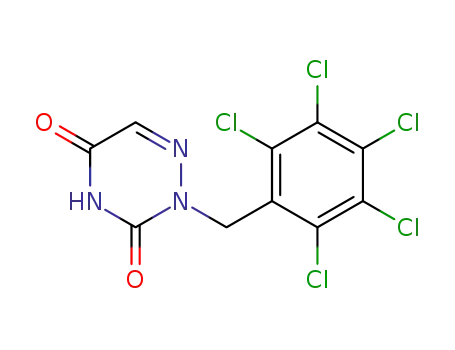 Molecular Structure of 61959-00-0 (1,2,4-Triazine-3,5(2H,4H)-dione, 2-[(pentachlorophenyl)methyl]-)
