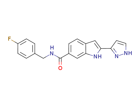 1H-Indole-6-carboxamide,  N-[(4-fluorophenyl)methyl]-2-(1H-pyrazol-3-yl)-