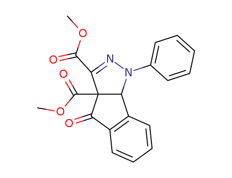 Molecular Structure of 60344-75-4 (Indeno[1,2-c]pyrazole-3,3a(1H)-dicarboxylic acid,
4,8b-dihydro-4-oxo-1-phenyl-, dimethyl ester)