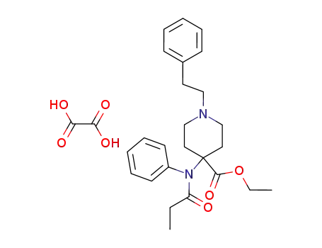 Molecular Structure of 61086-77-9 (4-Piperidinecarboxylic acid,
4-[(1-oxopropyl)phenylamino]-1-(2-phenylethyl)-, ethyl ester,
ethanedioate (1:1))