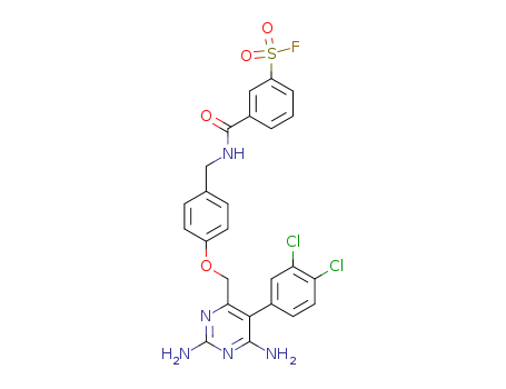 Benzenesulfonylfluoride,3-[[[[4-[[2,6-diamino-5-(3,4-dichlorophenyl)-4-pyrimidinyl]methoxy]phenyl]methyl]amino]carbonyl]- cas  17039-16-6