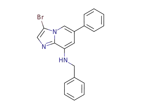 Molecular Structure of 676370-60-8 (Imidazo[1,2-a]pyridin-8-amine, 3-bromo-6-phenyl-N-(phenylmethyl)-)