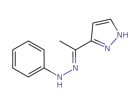 Molecular Structure of 827316-56-3 (Ethanone, 1-(1H-pyrazol-3-yl)-, phenylhydrazone, (1E)-)