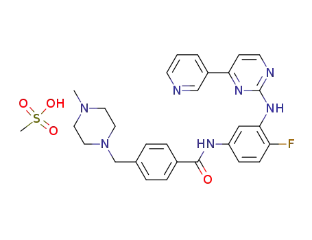 Molecular Structure of 804554-90-3 (Benzamide,N-[4-fluoro-3-[[4-(3-pyridinyl)-2-pyrimidinyl]amino]phenyl]-4-[(4-methyl-1-piperazinyl)methyl]-, monomethanesulfonate)