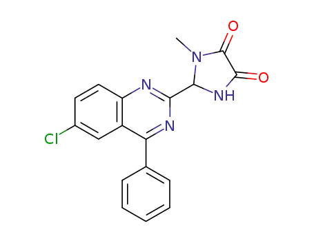 Molecular Structure of 62167-13-9 (4,5-Imidazolidinedione, 2-(6-chloro-4-phenyl-2-quinazolinyl)-1-methyl-)