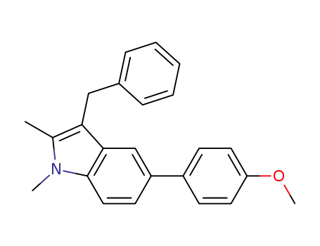 Molecular Structure of 848750-11-8 (1H-Indole, 5-(4-methoxyphenyl)-1,2-dimethyl-3-(phenylmethyl)-)