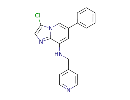 Molecular Structure of 676370-83-5 (Imidazo[1,2-a]pyridin-8-amine, 3-chloro-6-phenyl-N-(4-pyridinylmethyl)-)