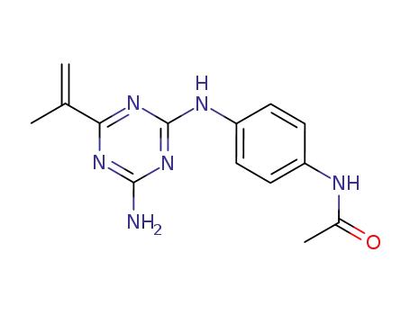 Molecular Structure of 28330-84-9 (Acetamide,
N-[4-[[4-amino-6-(1-methylethenyl)-1,3,5-triazin-2-yl]amino]phenyl]-)